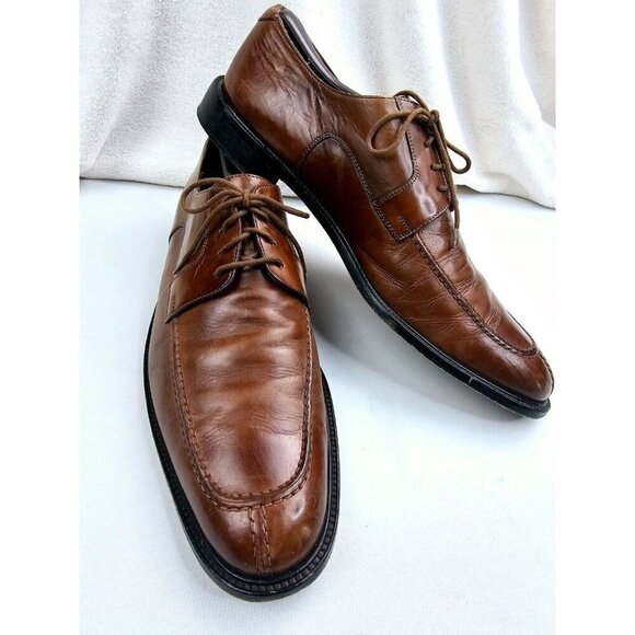 Johnston Murphy Size 11M Mens Brown Leather Low Lace Split Toe Dress Shoes Italy - Picture 10 of 13